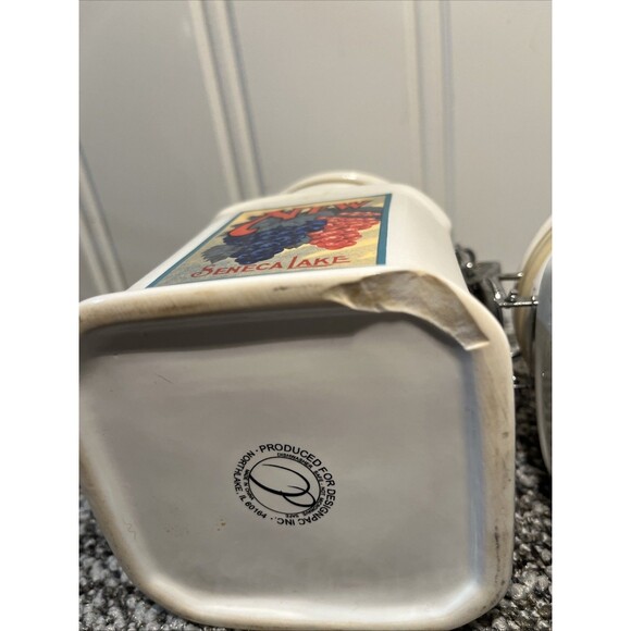 Lot 3 VTG CERAMIC KITCHEN CANISTER LID PEAR, GRAPES & PLUMS DESIGNPAC INC 4X6” - Picture 8 of 11